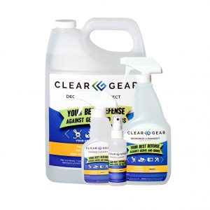 Clear Gear Family Pack 4 oz 1 Gal Bottle Case | Sports Odor Eliminator Spray