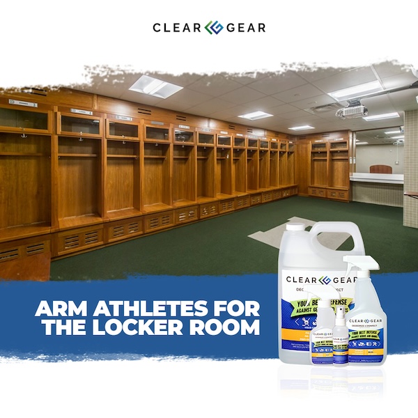 clear gear used for a locker room, "Arm athletes for the locker room"