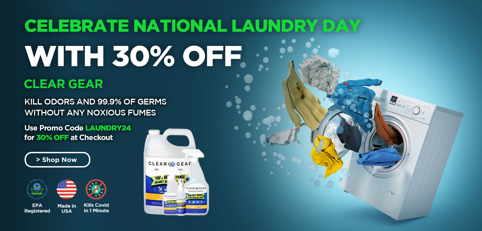 National Laundry Day 30% off deal, use promo code LAUNDRY24